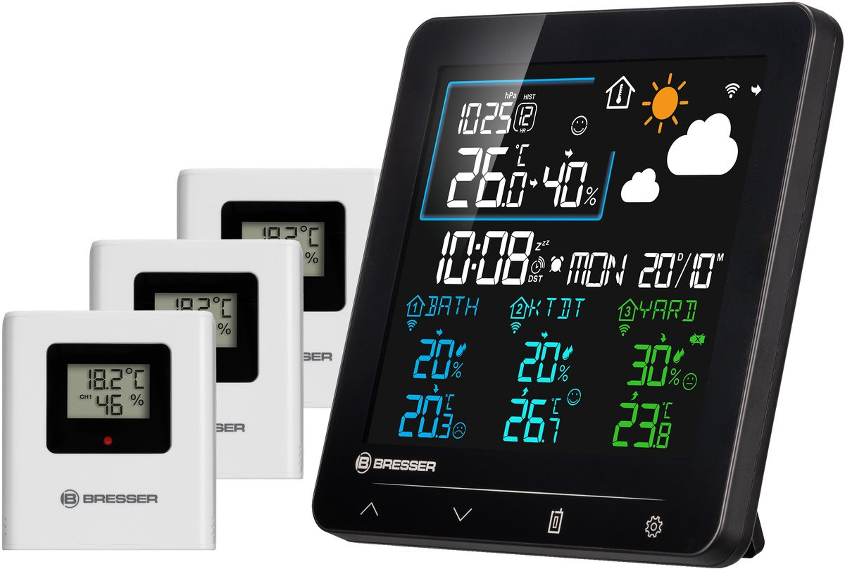 Bresser Quadro Individio Weerstation NV met Thermo-, Hygro- en 3 Sensoren