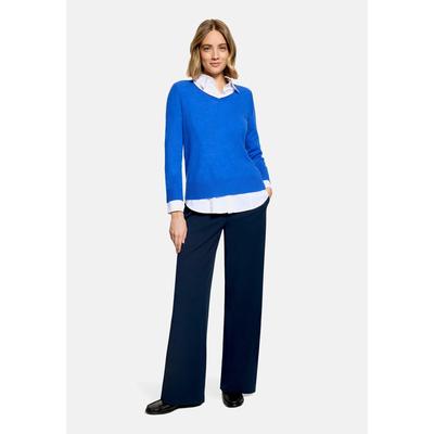 Strickpullover BETTY BARCLAY "Damen mit V-Ausschnitt", Damen, Gr. 46, blau (adria), Strick, Obermaterial: 100% Kaschmir, Basic, gerade normal, V-Ausschnitt, Pullover Strickpullover, Strick