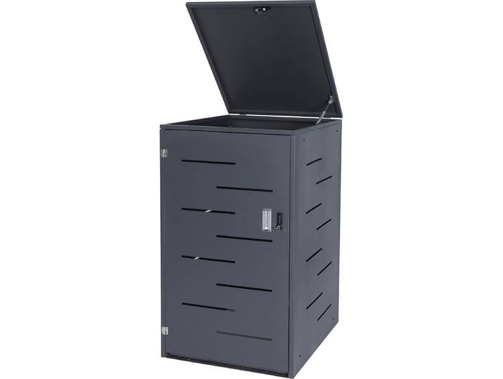 Mülltonnenverkleidung HWC-E83, Mülltonnenbox Mülltonnenabdeckung, erweiterbar 117x66x80cm anthrazit, Stahl 33kg