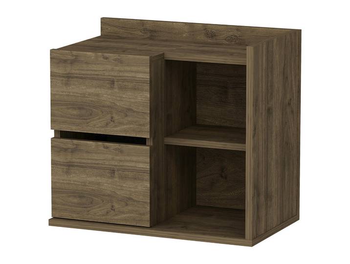 Nachtschrank, Walnuss, 60x53.2x35 cm, Holzwerkstoff, Modern, MID.YOU
