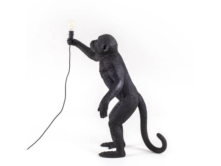 Monkey Standing Outdoor Table Lamp Black - Seletti Monkey Lamp - Design - Plastique
