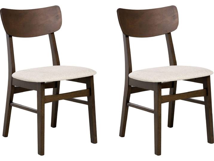 BELIANI Esszimmerstuhl 2er Set Hellbeige Stoffbezug mit Dunklen Holzbeinen Hohe Rückenlehne Retro Klassisches Design für Wohnzimmer Esstisch Gastronomie