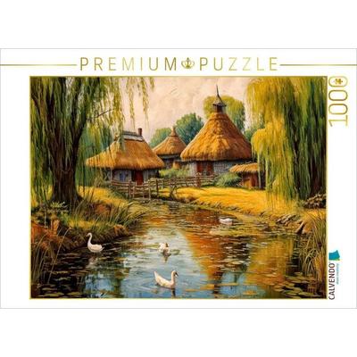 CALVENDO Puzzle Pusztadorf in der Ebene | 1000 Teile Lege-Größe 64x48cm Foto-Puzzle für glückliche Stunden
