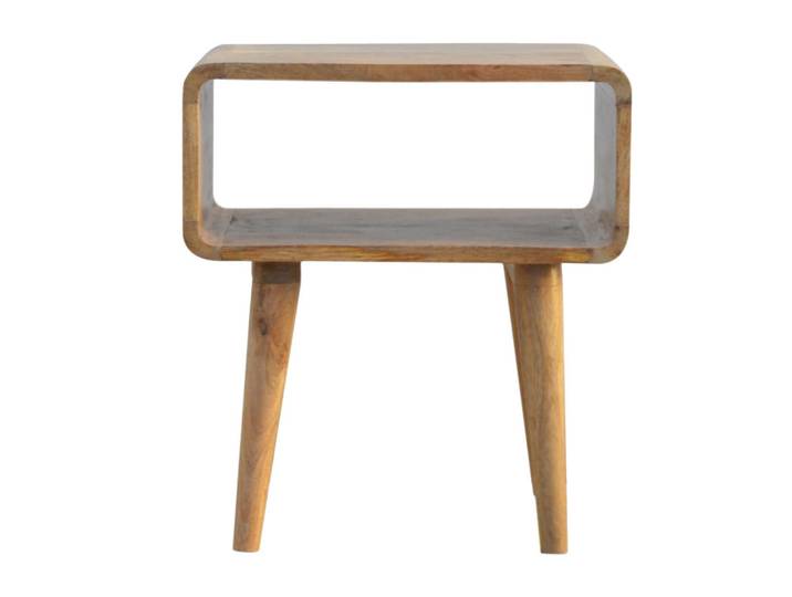 Artisan Furniture Nachttisch mit freiem Fach, Nordische Beine, Beige, Braun, Holz, Echtholz,Mangoholz, Holz Optik, Rechteckig, 45x50x35 cm, Schlafzimmer, Nachttische