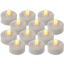 LED Teelichter flackernd flammenlos inkl. Batterien Timer D: 3,6cm weiß 12er Set