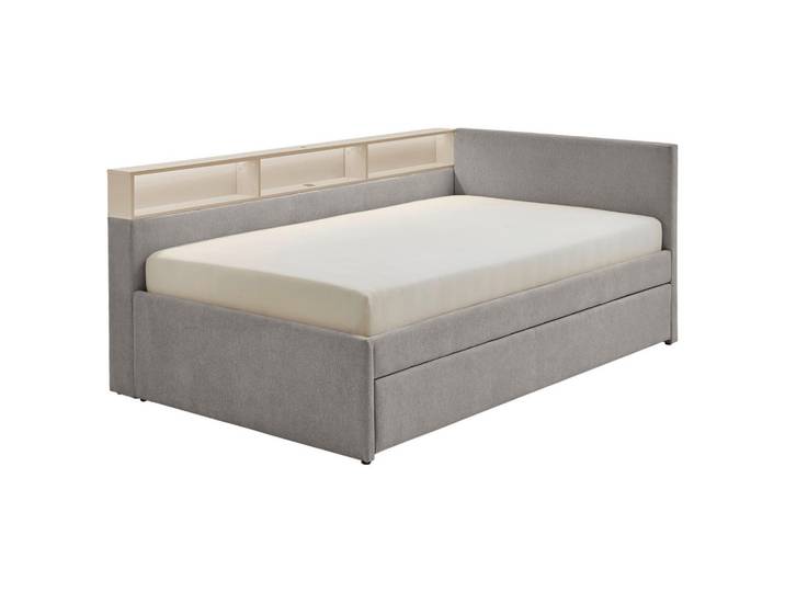 Stylife Stauraumbett, Grau, Sand, Birke, Buche, H2 + H3, 7-Zonen, Höhe ca. 20 cm, 120x200 cm, Beleuchtung,individuelle Liegehärteeinstellung, Schlafzimmer, Betten, Stauraumbetten