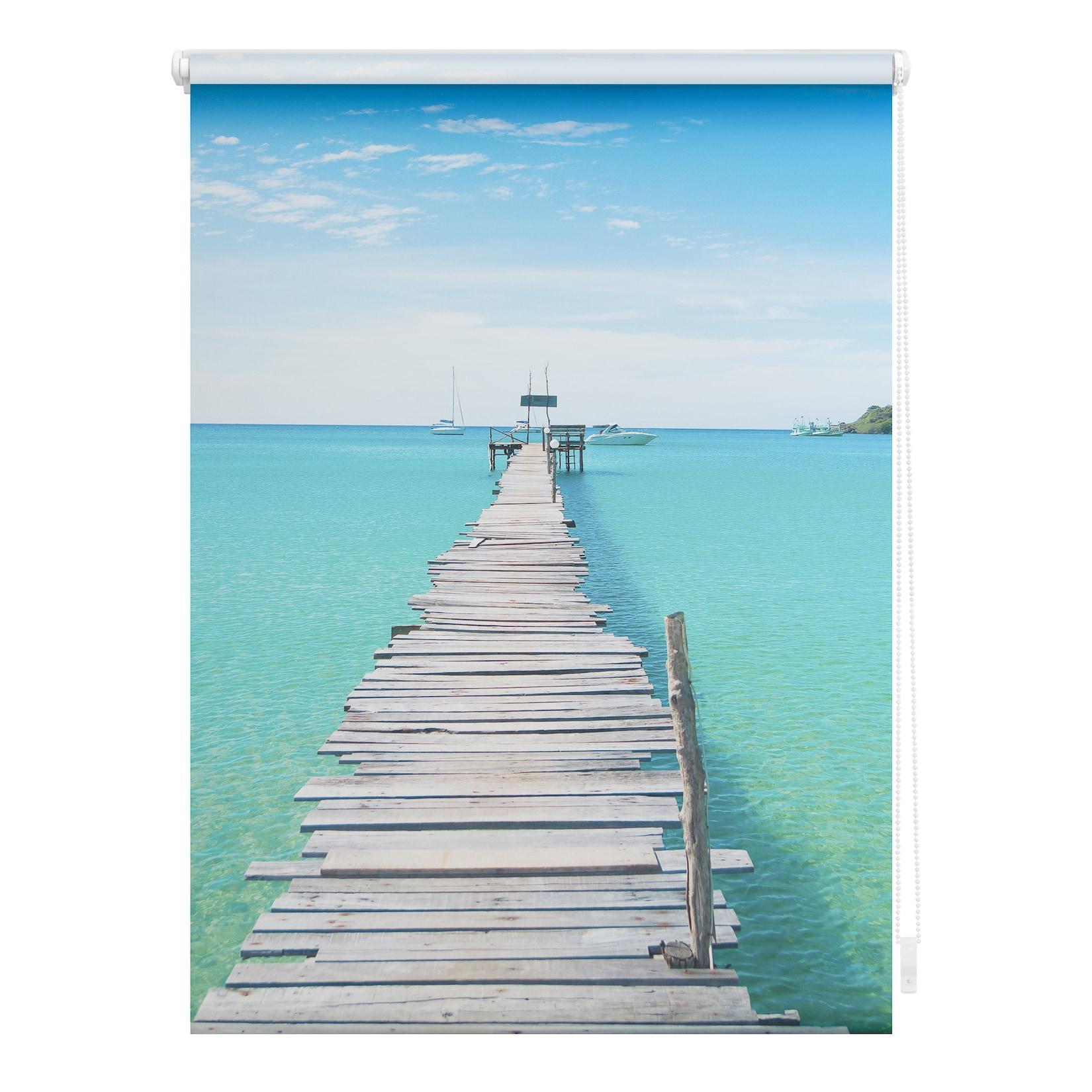 Lichtblick Rollo Klemmfix, ohne Bohren, blickdicht, El Mar - Blau