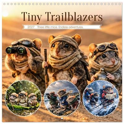 Tiny Trailblazers - Three little mice. Endless adventures. (Wall Calendar 2027 12 × 12 Inch) CALVENDO 12 Month Wall Calendar
