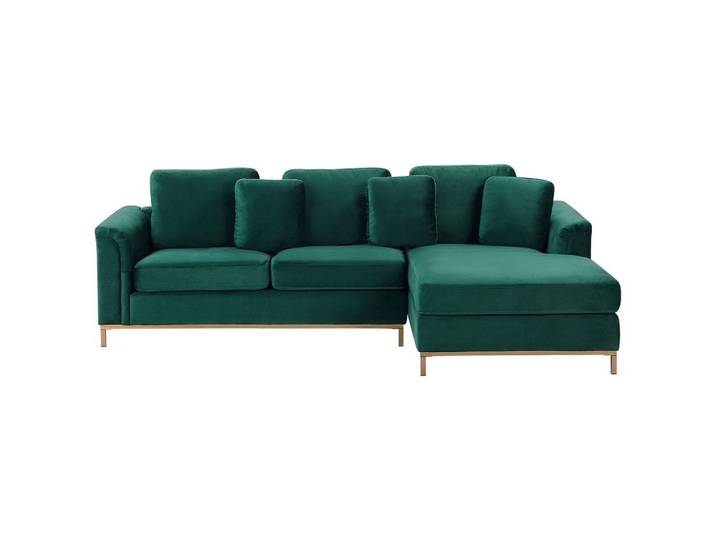 ECKSOFA Samtstoff Grün rechtsseitig Oslo
