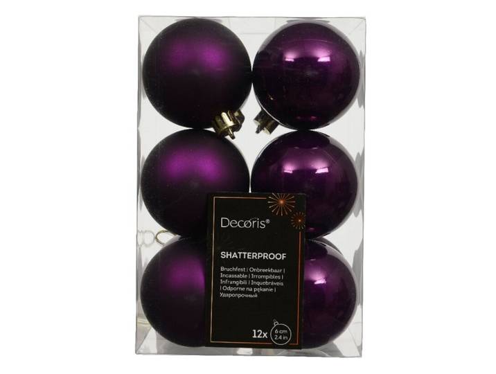 12 onbreekbare kerstballen vijg 6 cm