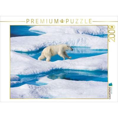 CALVENDO Puzzle Junger Eisbär springt von Eisscholle zu Eisscholle | 2000 Teile Lege-Größe 90x67cm Foto-Puzzle für glückliche Stunden