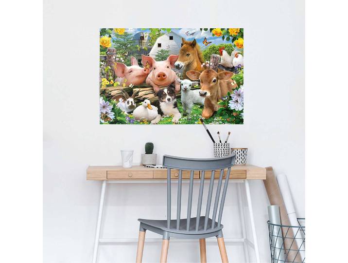Poster Animaux de la ferme Papier Multicolore 61 x 92 x 0cm