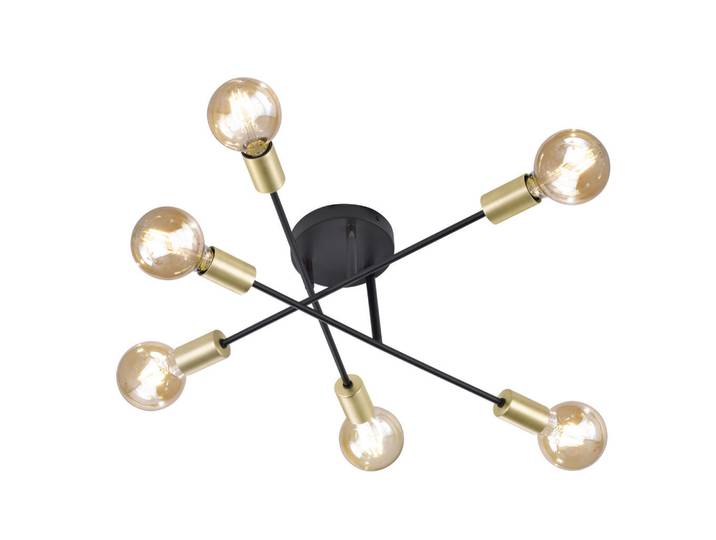 Trio Leuchten Deckenleuchte Cross, Schwarz, Metall, 56.6x19.1x56.6 cm, schwenkbar, Lampen & Leuchten, Innenbeleuchtung, Deckenleuchten, Deckenleuchten