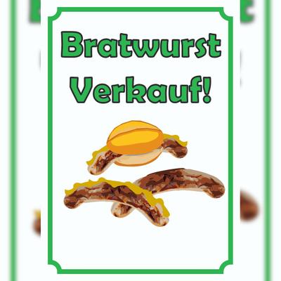 HB-Druck Bratwurst Verkaufsschild Schild Hochkant A4 Rückseite selbstklebend