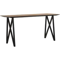 Schreibtisch Highlight aus Teakholz, Industrial Design, naturfarben, Metallgestell, 160 cm