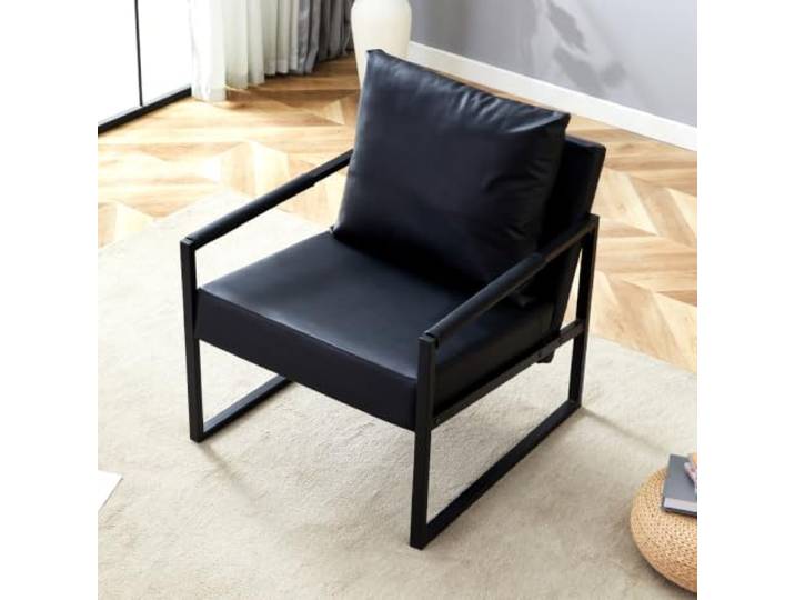 LOBO OFFICE Moderner Freizeitsessel aus Kunstleder, Einzelsofa Robuster U-förmiger schwarzer Metallrahmen, rostbeständig, formstabil und hohe Tragfähigkeit