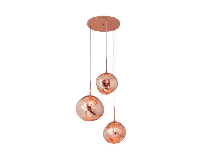 Plafonnier triple verre métallisé rose E27 Ø28-28-36 cm