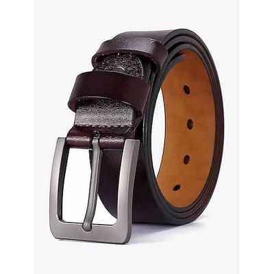 Eleganter Herren-Ledergürtel mit klassischer Dornschließe im Vintage-Stil, für Bräutigame und Hochzeitsgäste, perfekt für die Hochzeitsgarderobe.