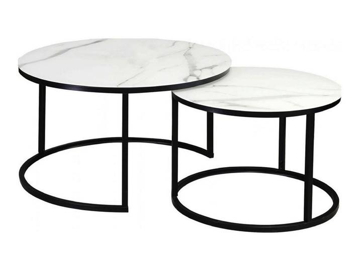 Feldmann-Wohnen Couchtisch Atlanta (Atlanta, 2-St., 2-er Set Couchtische), Marmor weiß / schwarz