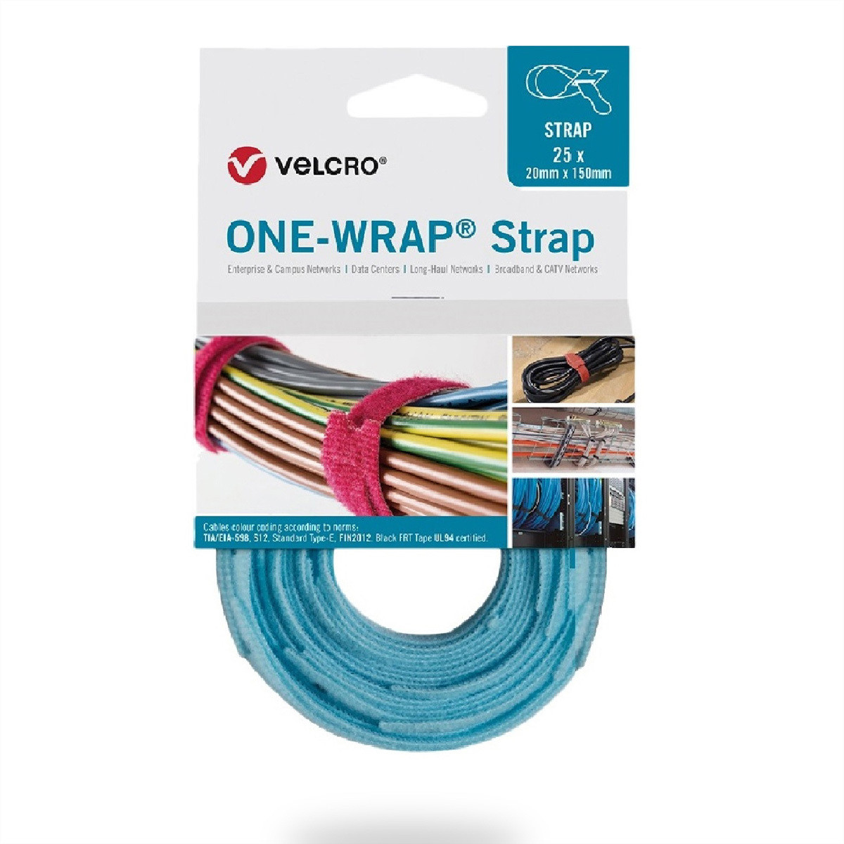 VELCRO One Wrap bandjes, 25 stuks, turquoise, 13 mm x 200 mm