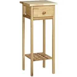 Relaxdays Telefontisch Walnuss, HBT: ca. 60 x 25 x 25 cm, Holz-Beistelltisch mit Schublade, kleiner Pflanzentisch, natur