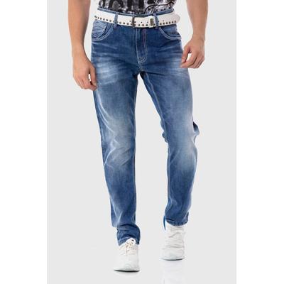 Slim-fit-Jeans CIPO & BAXX "Jeans", Herren, Gr. 31, Länge 34, blau, 98% Baumwolle, 2% Elasthan, unifarben, slim fit lang, Jeans Slim-fit-Jeans, in Slim-Fit