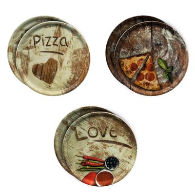 6er Set Pizzateller 31cm Flour 2x Olive + 2x Salami + 2x Lieblingspizza