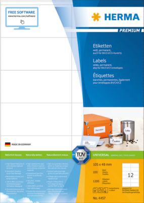Herma Premium-Etiketten auf DIN A4-Blättern, 1200 Etiketten, 100 Bogen