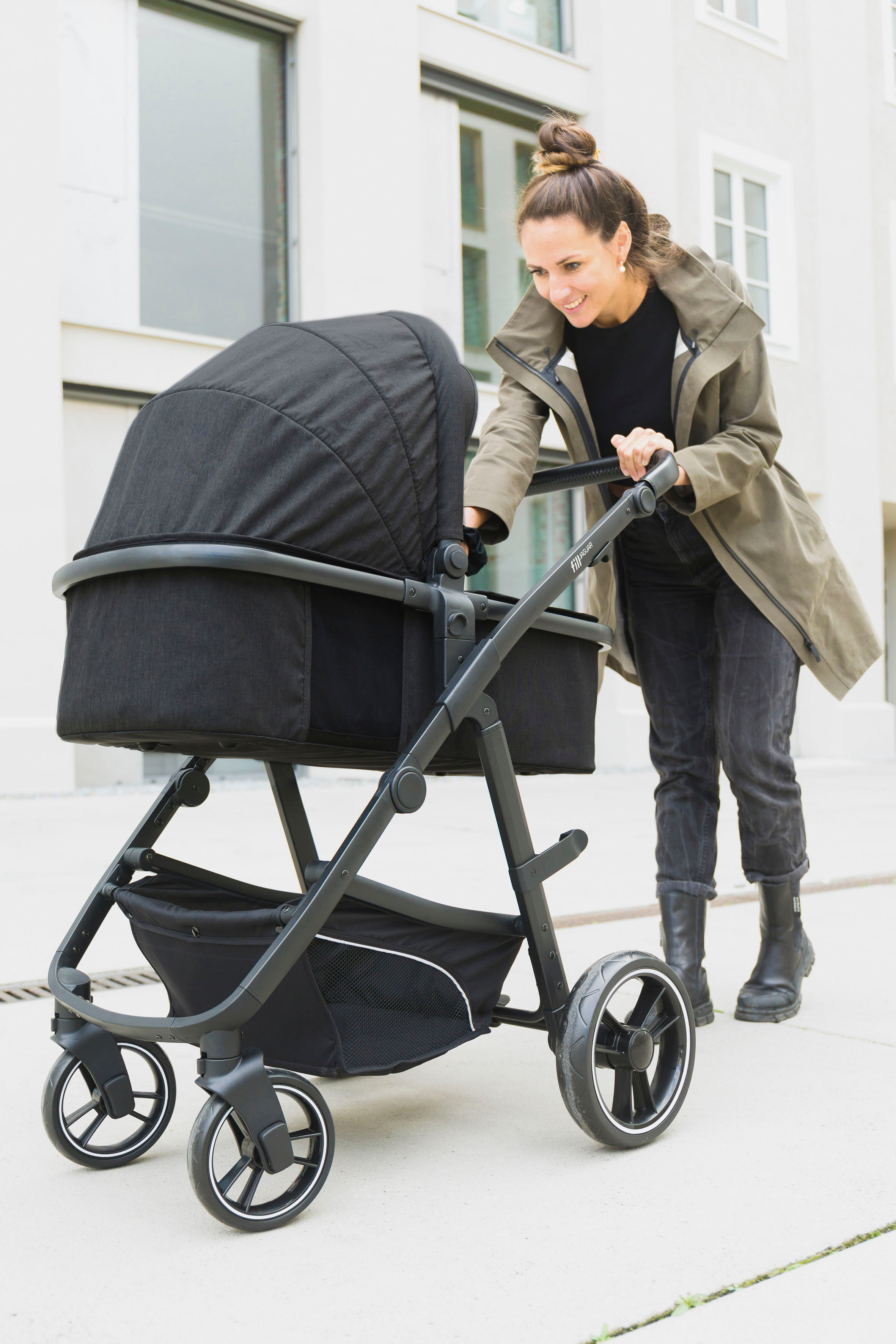 Kombi-Kinderwagen FILLIKID "Jaguar", Kinder, grau (dunkelgrau melange), Polyester, Stahl, Kinderwagen Kombi-Kinderwagen