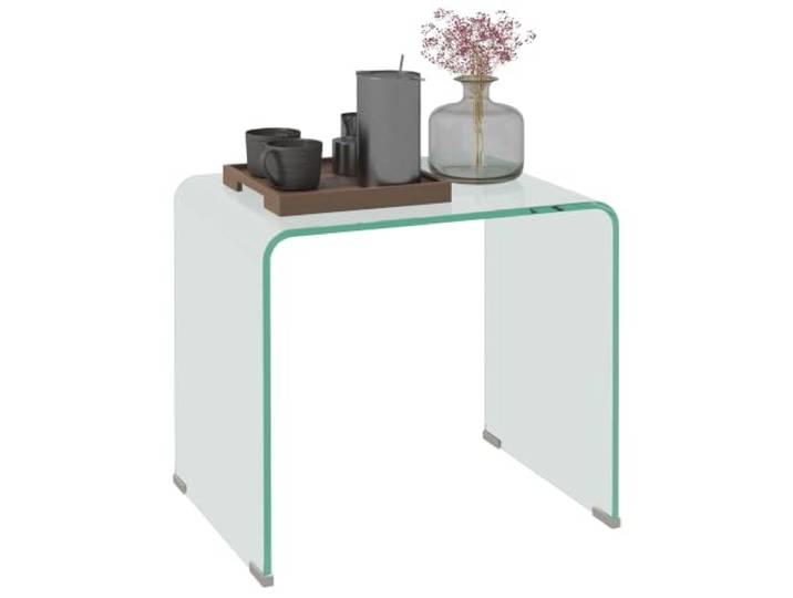 HOMCOM Glas-Couchtisch Modernes Design 50x40x45 cm Transparent Rechteckiger Couchtisch, gehärtetes Glas, sichere abgerundete Kanten