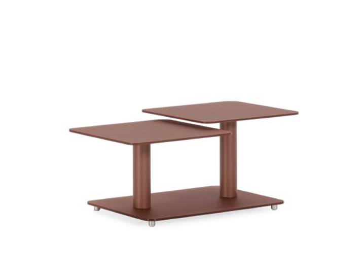 Calicosy Couchtisch drehbar mit quadratischen Glasplatten L114 cm – Kaya