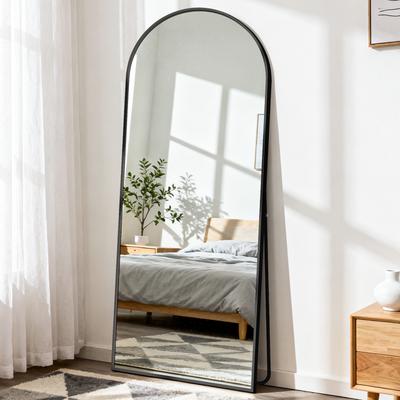 Fusion Finds LED Full Length Mirror With Lights Dimmable Floor & Wall Mirror With Aluminum Frame black arched