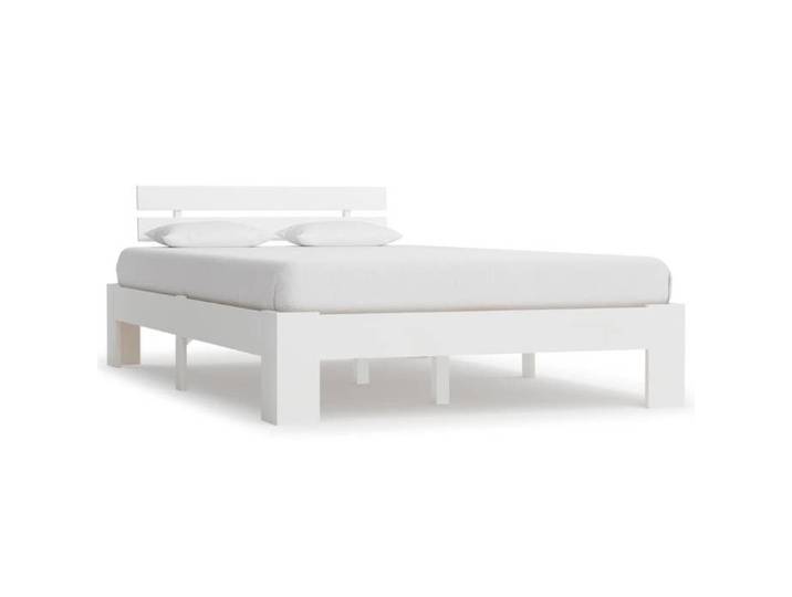 Structure de lit en bois de pin - UU - 140x200 cm - Blanc - Bois de pin massif - Lattes en contreplaqué - 213x145x66 cm