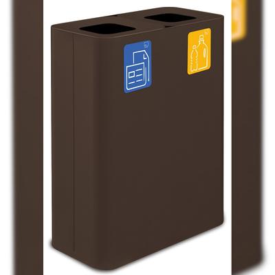 Stil Casa PURE Abfallsammelsystem, lackierter Stahl, 60x30xh. 80 cm, 120 Liter mit zwei Fächern zu je 60 Litern, corten.