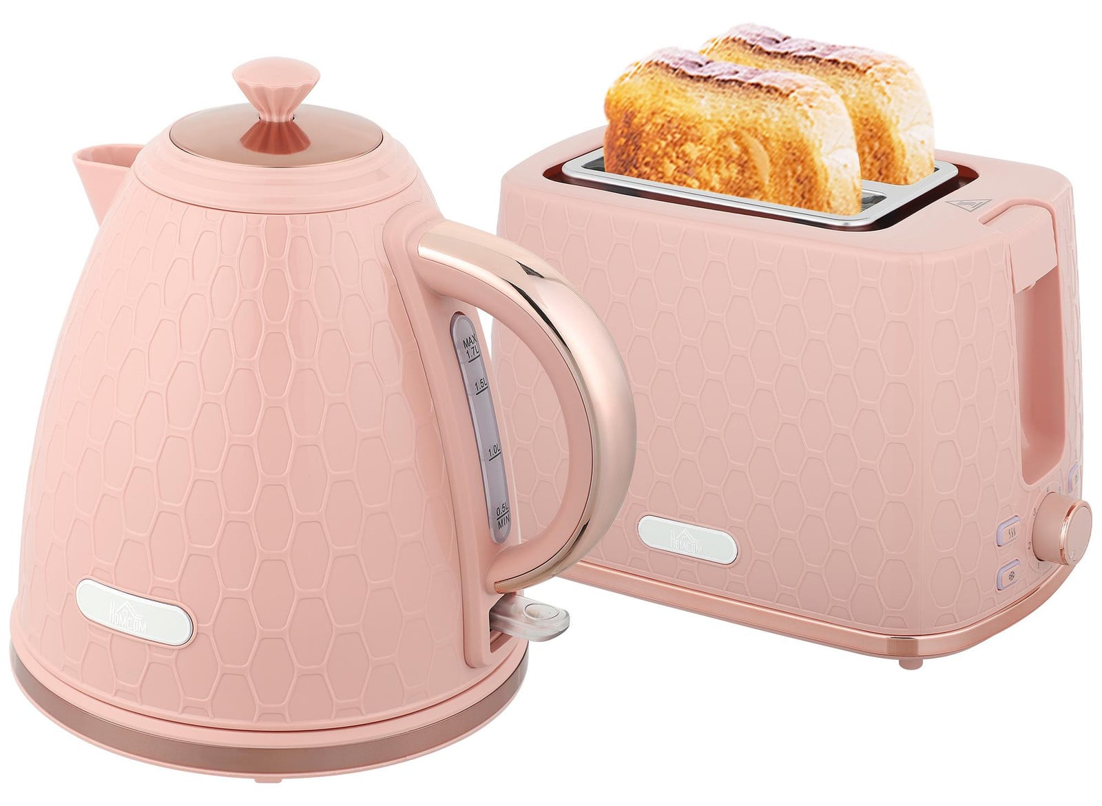 HOMCOM Waterkoker en Toaster Set met 1,7 liter Waterkoker en 2-sleuf Toaster