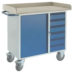 ROLLCART Werkstattwagen 6 Schübe mit Umrandung blau, 111x86x60 cm