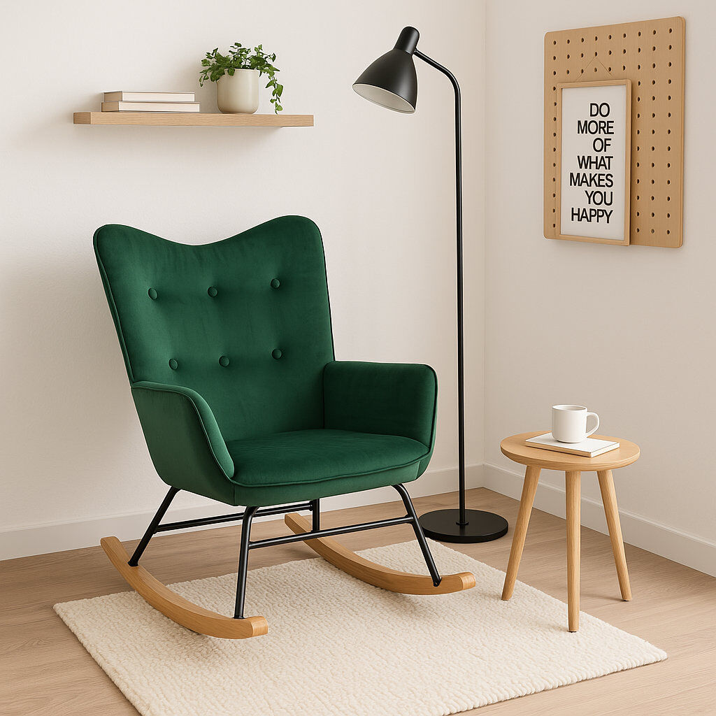 Norden Home Amberly Rocking Chair Green 85cm H X 61cm W X 81cm D