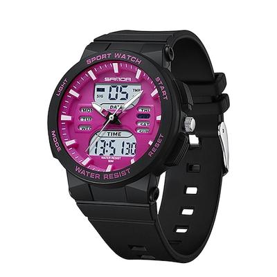 SANDA Herren Digitaluhr Mode Freizeit Business Armbanduhr Leuchtende Stoppuhr Countdown Kalender TPU Uhr