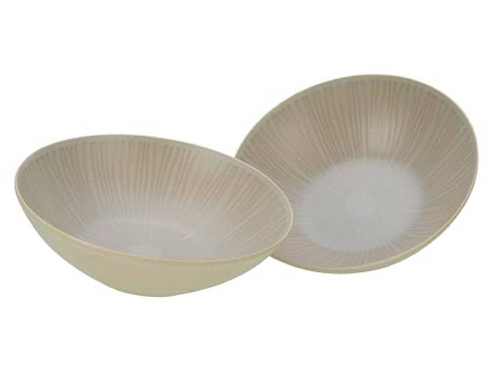 CreaTable\, 33046\, Série Vesuvio Sand\, Set de 2 pièces de vaisselle\, saladier en grès