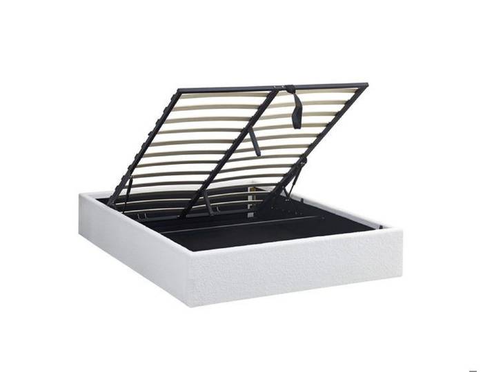 Lit coffre double STADA 180x200 cm bouclette écru - OMYZ