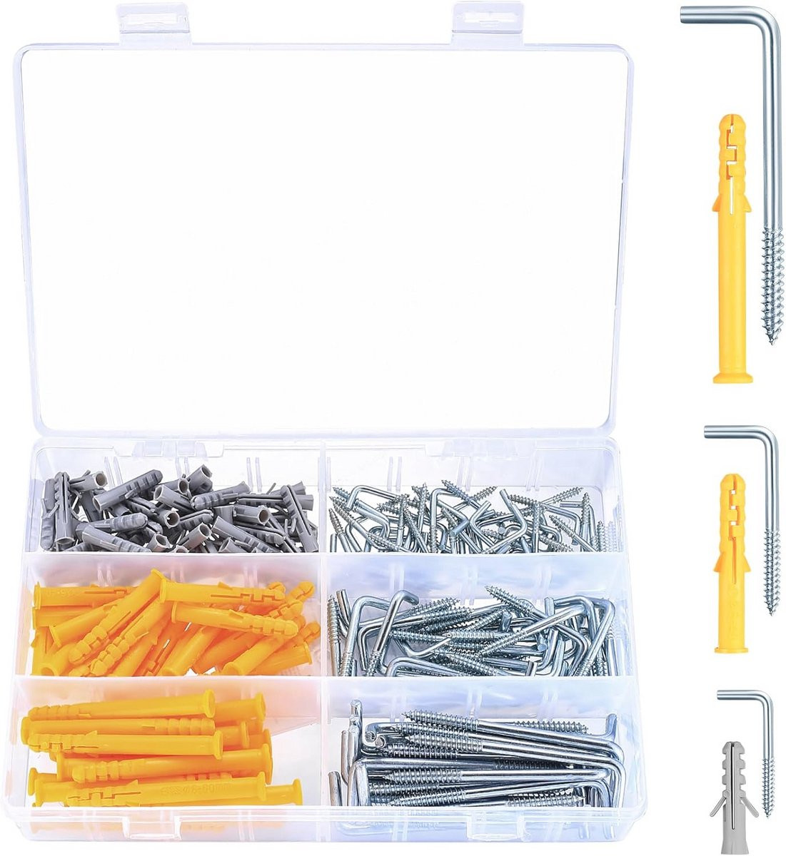 Set van 190 L-vormige schroefhaken en wandhaken