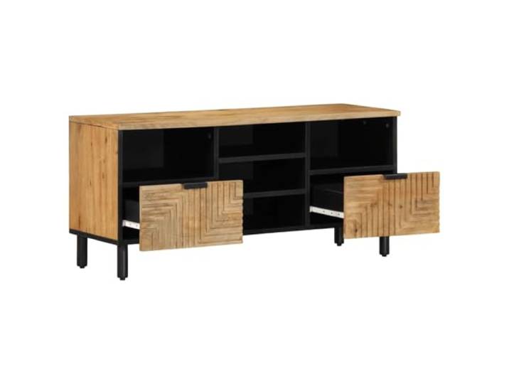 HKQWPBF TV-Schrank Braun 100x33x46 cm Massivholz Mango Massives Mangoholz, robuste Oberplatte, Beine für Luftzirkulation, Wohn- und Schlafzimmer