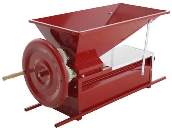 Baesso Handbetriebene Traubenmühle / Abbeermaschine - Handrad und 4 Haltegriffe