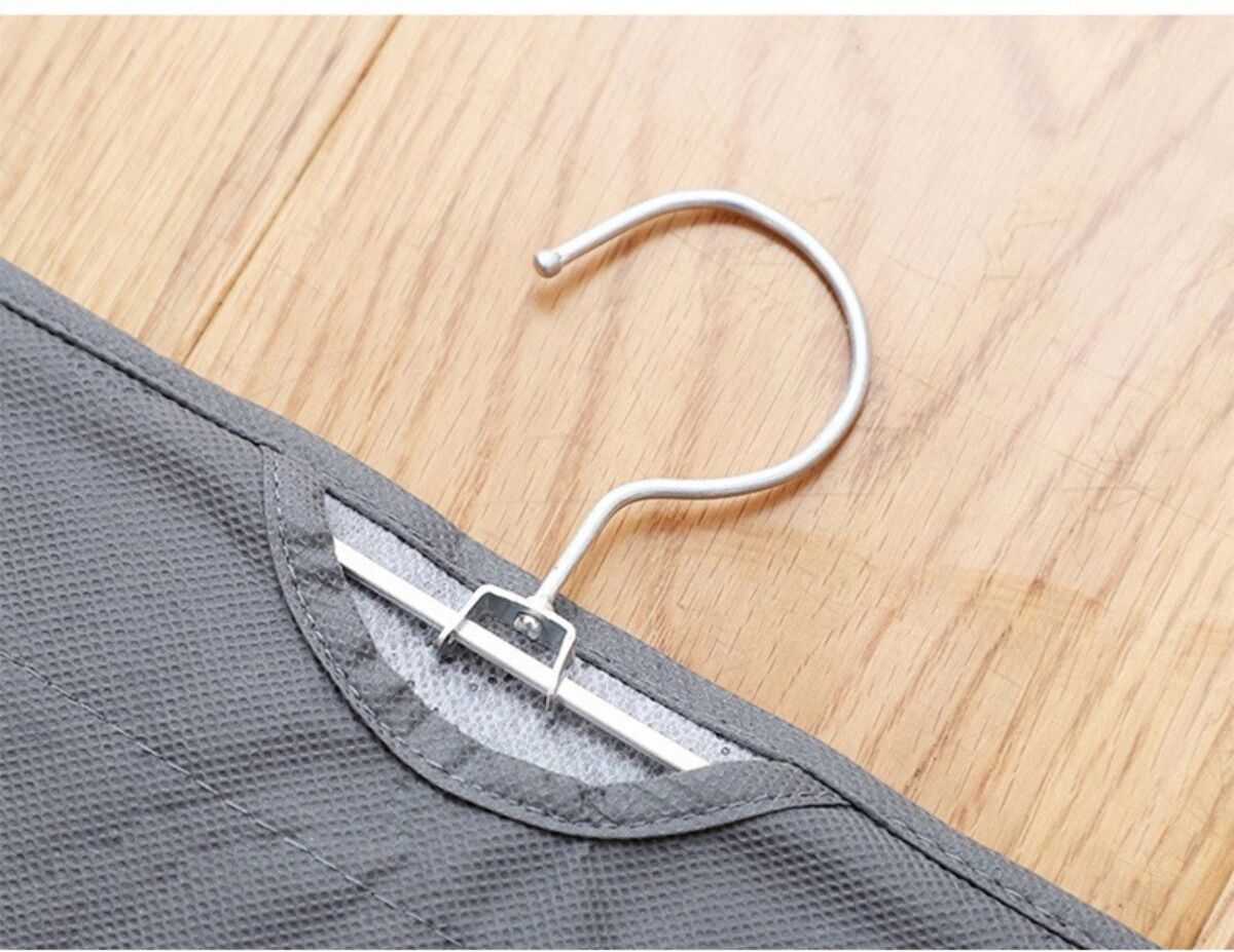 INF Zweistufiger Hängetaschen-Organizer aus Vliesstoff mit Metallhaken für Handtaschen und Haushaltsgegenstände Grau