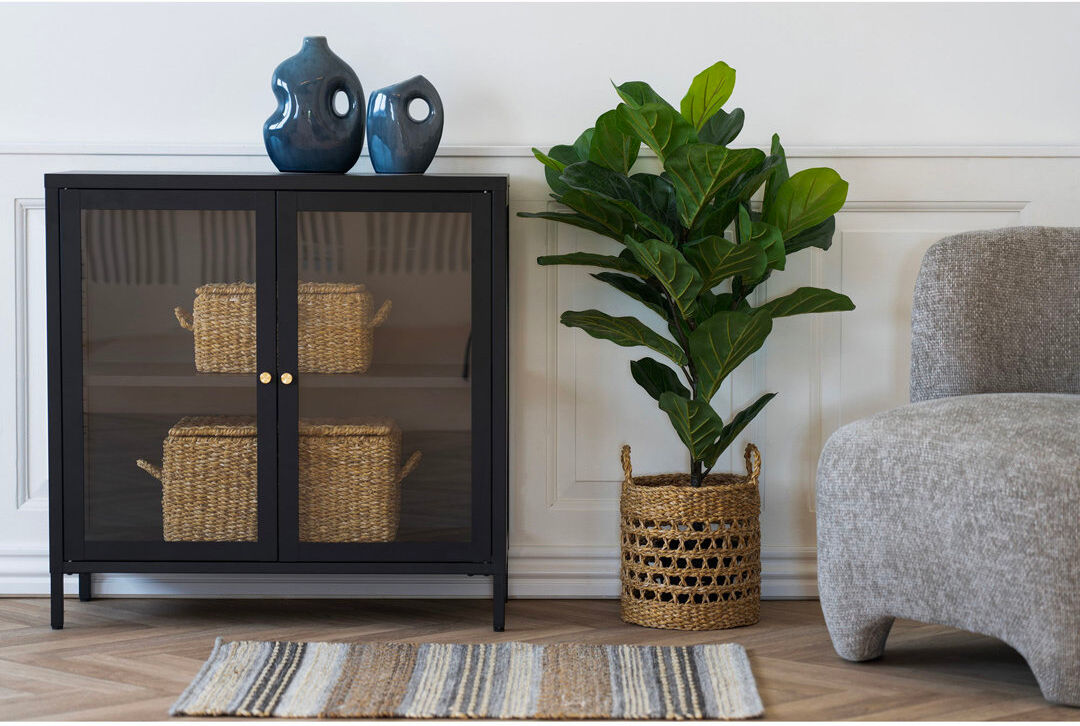 17 Stories Shasa Display Cabinet Black 80cm H X 80cm W X 35cm D