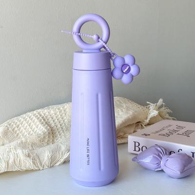 Uplifted Trends Stylish Stainless Steel Insulated Water Cup With Flower Handle Portable Cute Petal Design purple