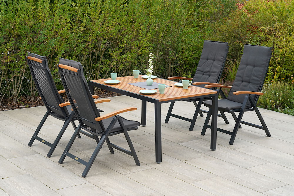 MERXXHANDELS Tilos Set 9tlg 4 Sessel Kissen Tisch 150x90cm 16946335