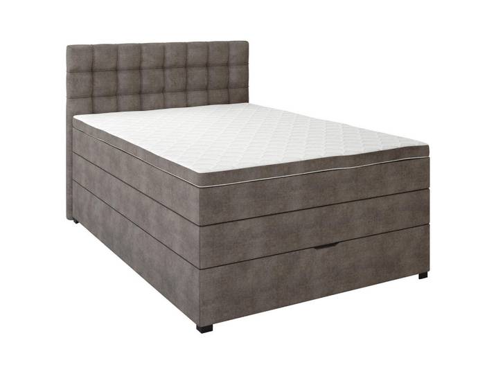 Boxxx Boxspringbett, Dunkelgrau, Kunststoff, H3, 140x200 cm, gepolstertes Kopfteil, Topper durchgehend, In verschiedenen Grössen erhältlich, Schlafzimmer, Bett, Boxspringbetten