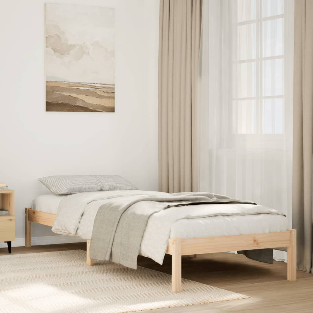 Ebern Designs Garang Solid Wood Bed Natural Pine 90 x 210cm