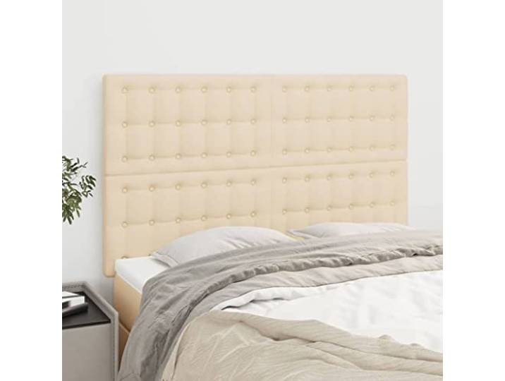 KTHLBRH 4-teiliges Kopfteil aus Stoff, elegant, klassisches Design, mit Beinen aus massivem Lärchenholz, höhenverstellbar, zur Unterstützung des Rückens und optimalen Komfort, ideal